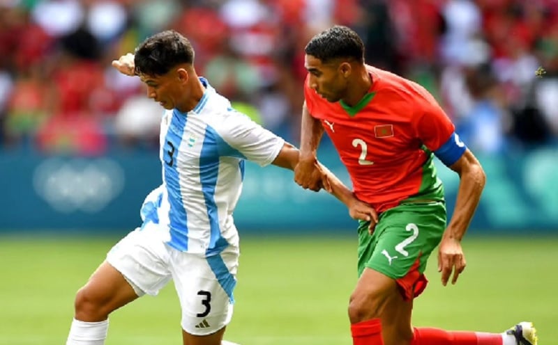 Timnas Maroko menang 2-1 atas Argentina pada matchday pertama Grup B Olimpiade Paris 2024 cabang olahraga sepak bola putra di Stade Geoffroy-Guichard. (Foto: AFA)